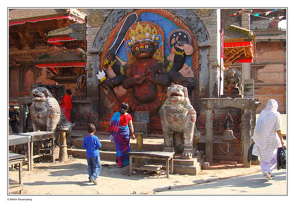 Kathmandu - Kal Bhairav stone image at the Durbar square