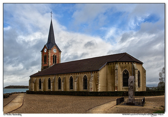 The chuch of Champaubert at the lake Lac du Der-Chantecoq