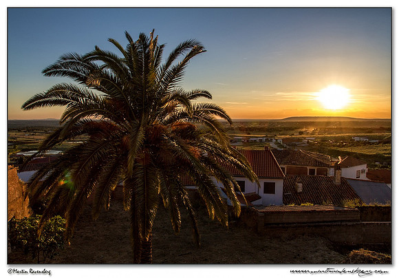 Sunset at the village Jaraicejo in northern part of Extremadura.