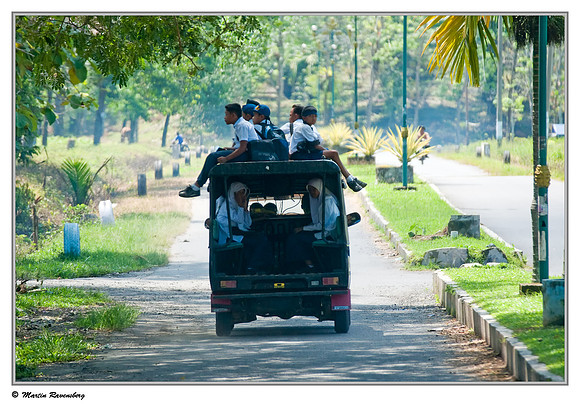 Going to school.