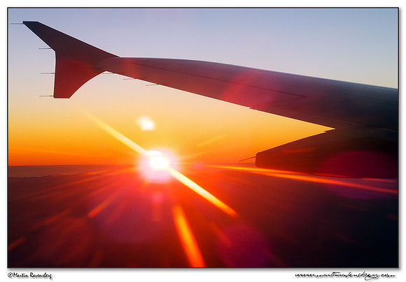 Sunset during the flight from Amsterdam to Madrid