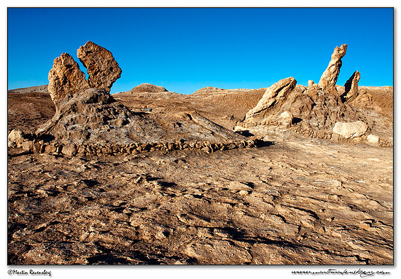 Las Tres Marias, natural salt sculpture rock formation in the Valle de la Luna (The Moon Valley) near San Pedro de Atacama